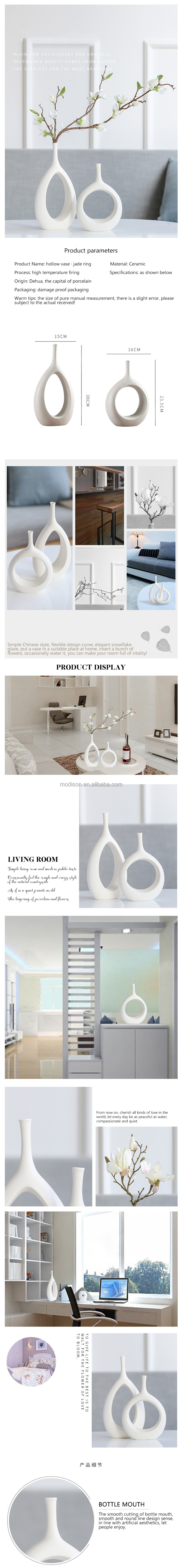Nordic creative white ceramic vase personalized home living room flower ornaments