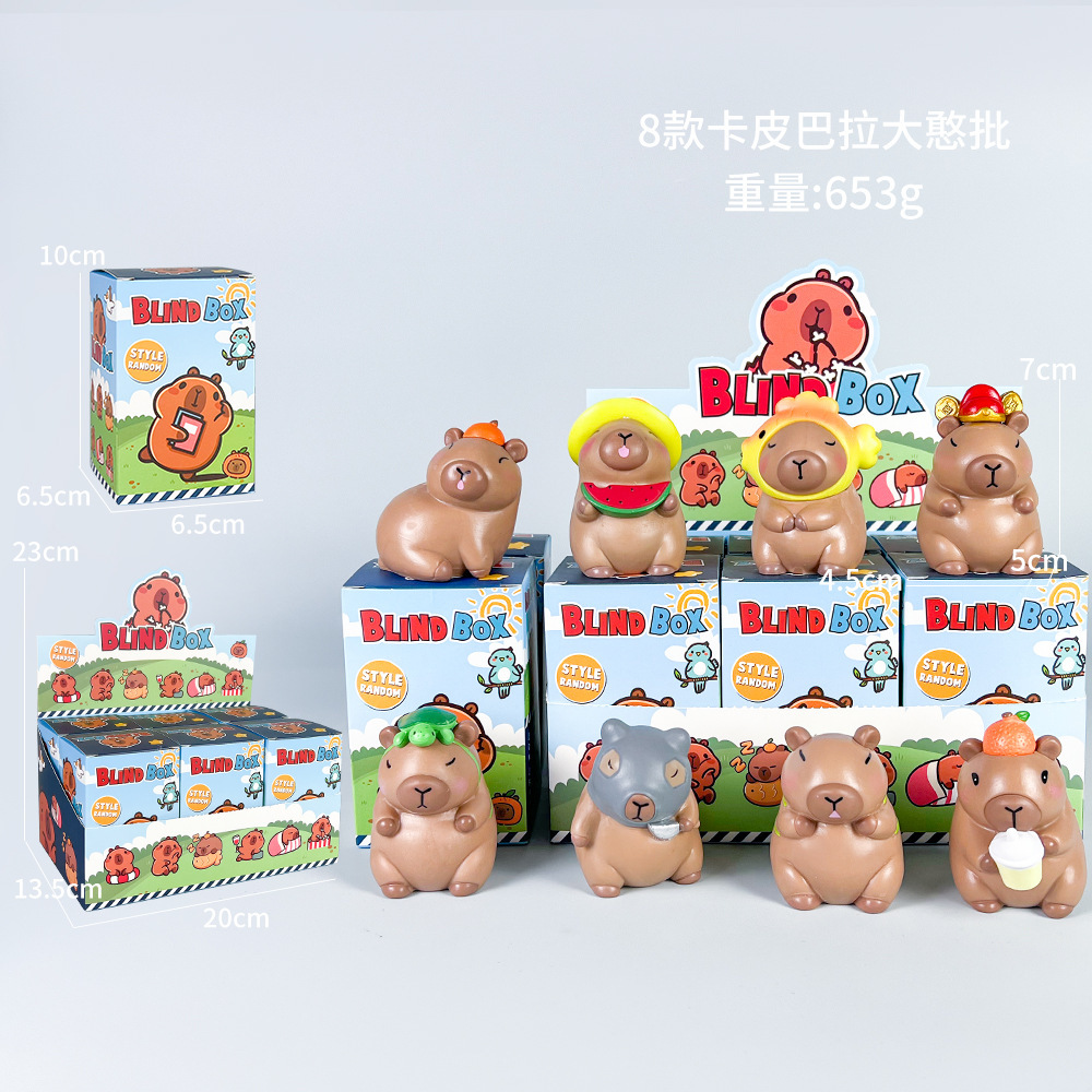 Capybara big silly lote 8 estilos-caja ciega + caja expositora