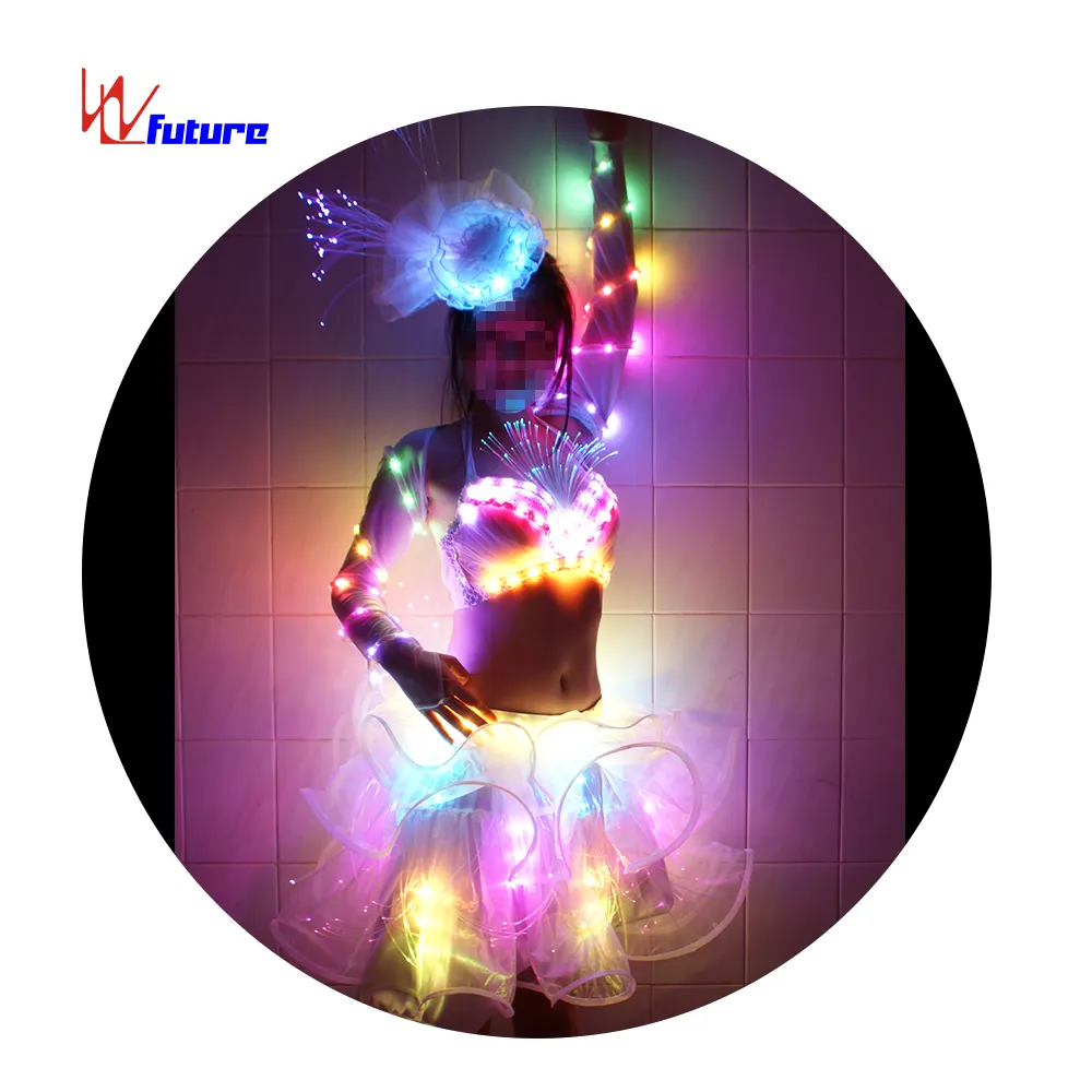 Futuro sem fio controlador led latina dança vestido, led polo dança halloween traje