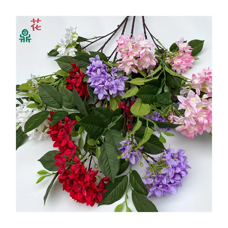 Proyecto lila de una sola rama Paisajismo al aire libre Hermosa Chen Flor artificial Decoración de jardín Flor de seda