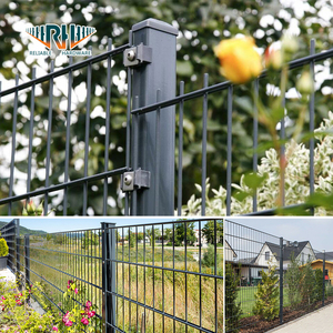 Buiten voetbalveld omheining gegalvaniseerd+poedercoating 8/6/8 dubbel draad gaas tuinhek 6/5/6 verstevigde draad CE gecertificeerd 2,4 meter hoog - Product Image 4