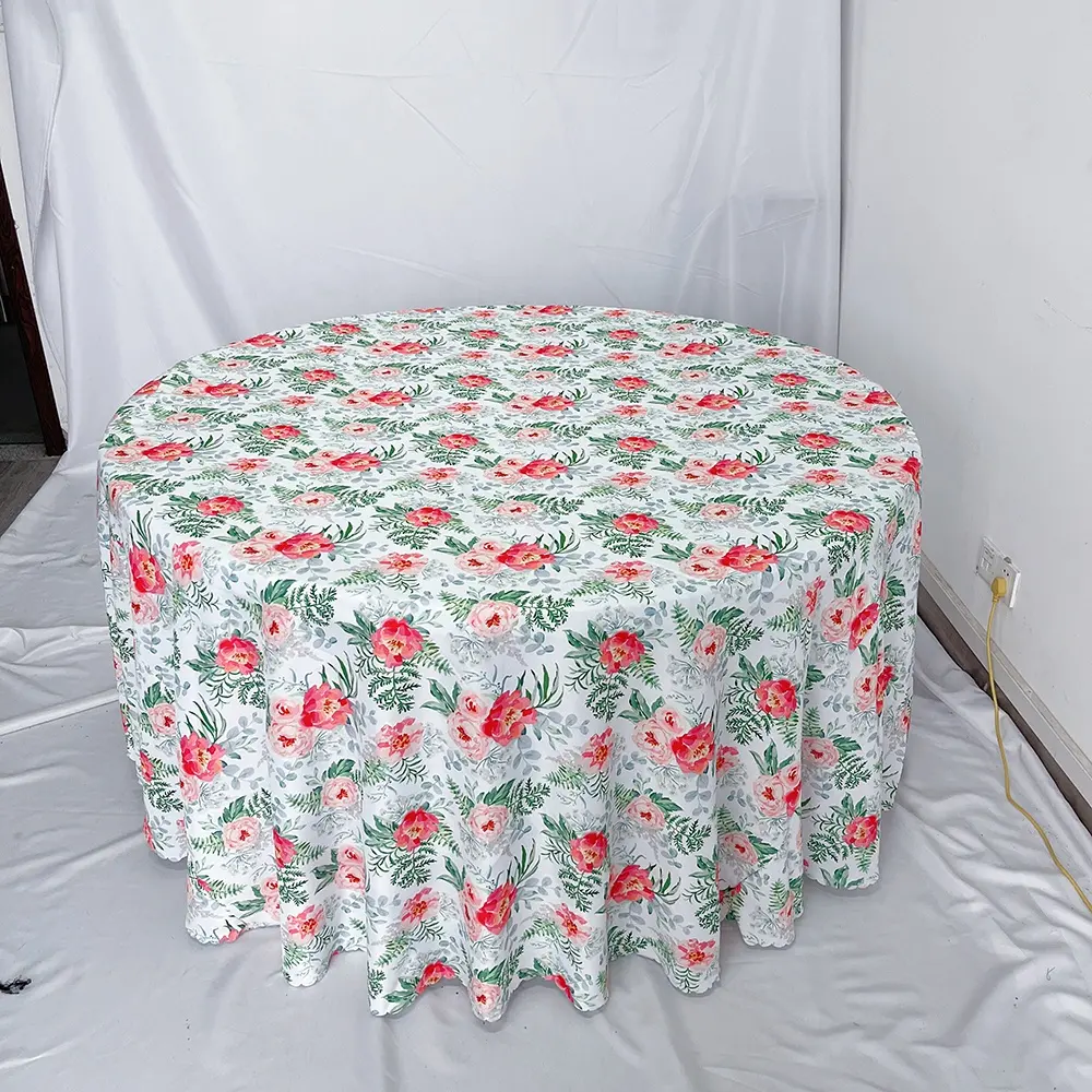 Mantel redondo 120 floral de poliéster de lujo para fiesta de boda