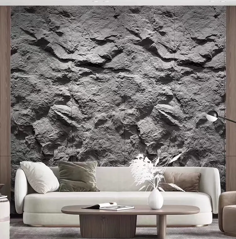 Fabrika doğrudan satış kapalı taş PU dekoratif 3D yapay duvar panelleri PU taş paneli