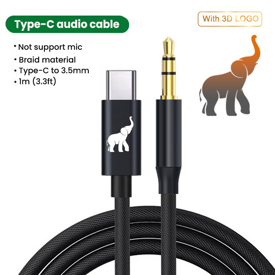 2D Black - AUCB102B(Type-c to 3.5mm)