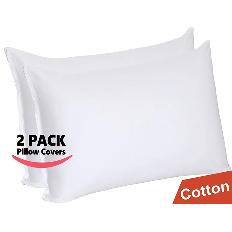 Wholesale 2 pack standard size decorative pillow covers plain 100% cotton pillowcase