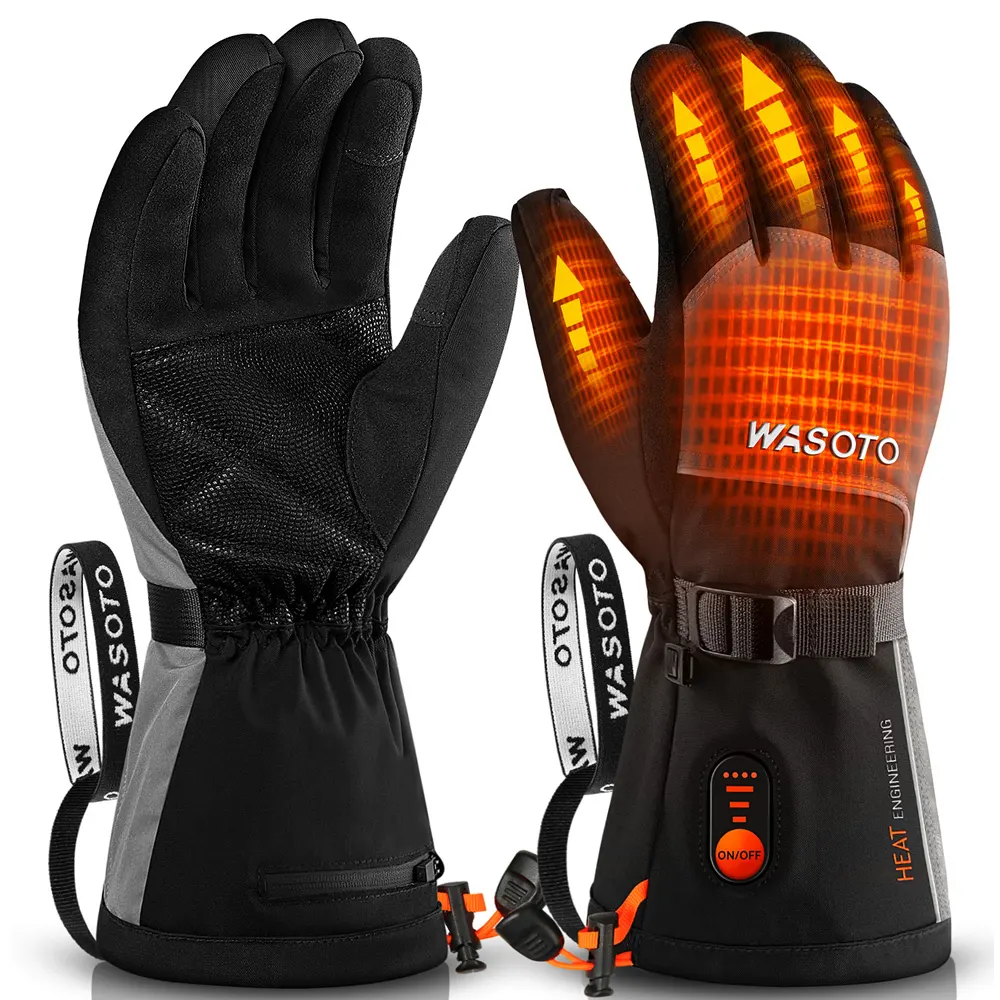 Wasoto Winter Outdoor Thermal Warm Heating Gloves 7.4VリチウムUSB充電式バッテリー加熱スキーグローブ男性用および女性用