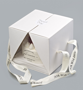 Sang trọng Trắng PVC cửa sổ Wedding party bao bì thực phẩm 12x12x6 Mini tông bánh bao bì hộp với Ribbon xử lý - Product Image 3