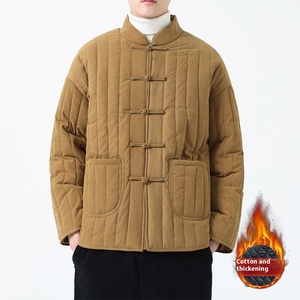 Vintage çin tarzı Tang takım pamuk-kapitone ceket erkekler için kış kalınlaşmış sıcak çizgili portmanto tüm maç gevşek artı boyutu - Product Image 6