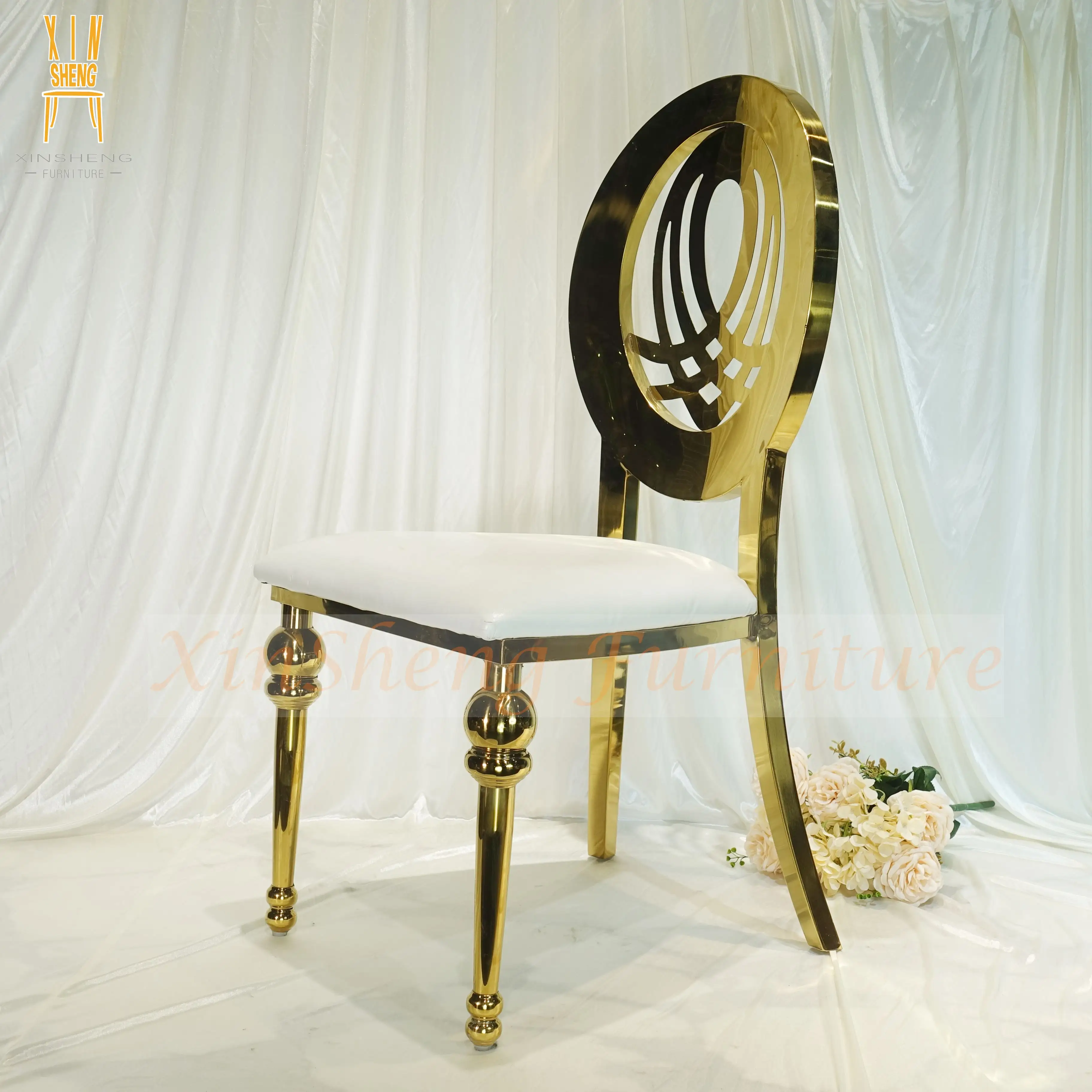 Moderna Calda di vendita di Cerimonia Nuziale in Oro In Acciaio Inox Evento sedia Da Pranzo