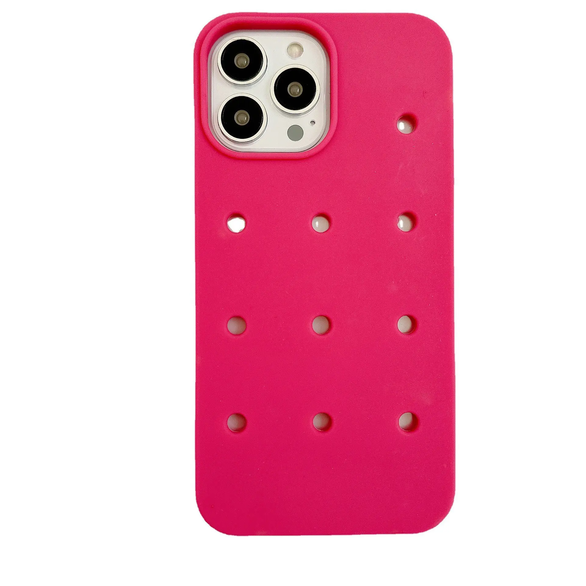 DIY Button Accessories Charm Croc Silicone Phone Case Cover For iPhone 15 plus 14 13 12 pro max Shockproof Protect Shell