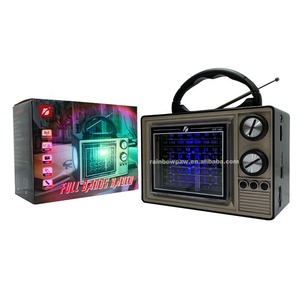 Ktf-1487复古无线便携式调幅调频软件全波段收音机扬声器复古bt扬声器带手电筒aux tf usb mp3播放器