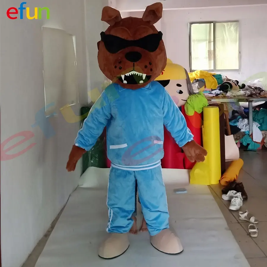 Efun Christmas Carnival Apparel Brown dog Mascot Costumes Adult size Cartoon Character costume for Halloween Cosplay Party