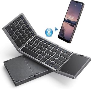 Full <strong>Size</strong> ABS Rechargeable High Quality Mini Fold Wireless <strong>Keyboard</strong> with <strong>Large</strong> Touchpad Foldable <strong>Keyboard</strong> Trackpad - Product Image 1