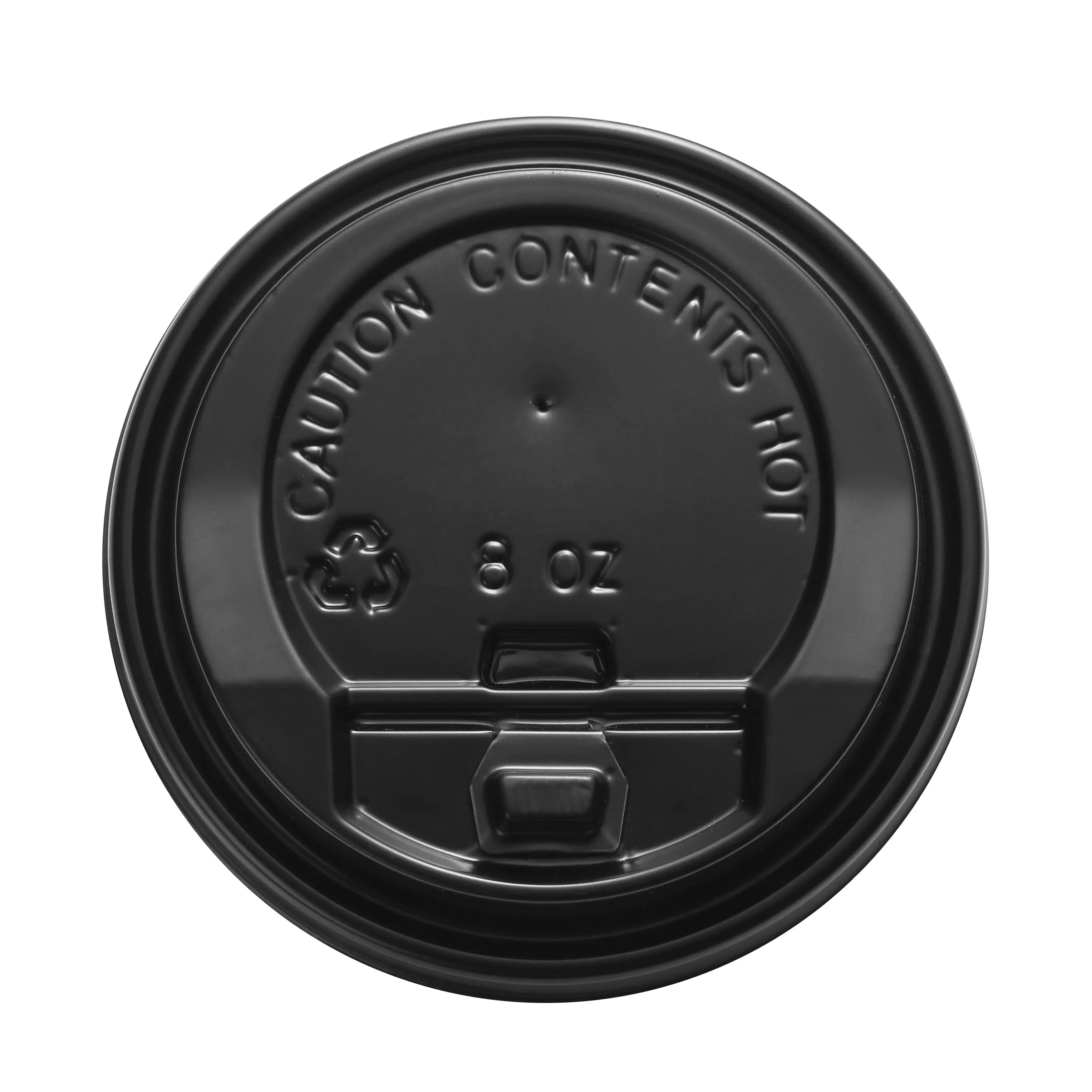 Tapa de plástico desechable para taza de café, tapa de vaso de papel negro, 80mm PS