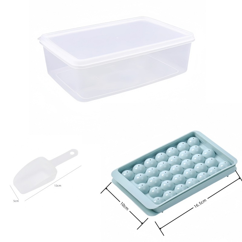 Blue*Medium--1 round ice tray + ice box + ice shovel