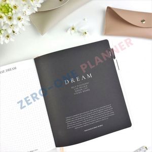 Benutzer definierte Luxus-Stickerei Geste pptes Leder Hardcover Bound Journal Undatierte Planer Agenda für den täglichen monatlichen Gebrauch Perfekte Notizbücher