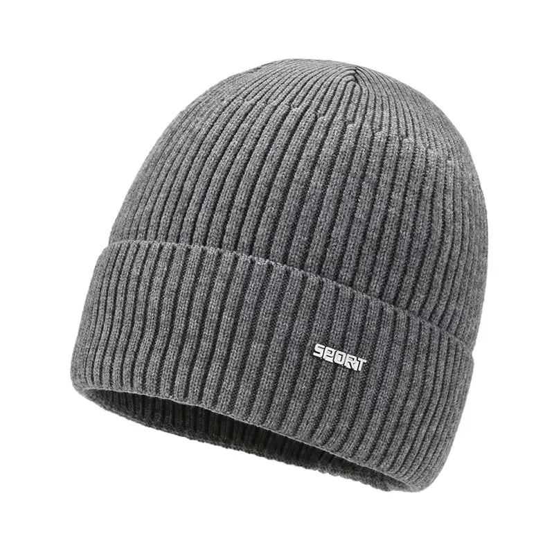 Chapeau de ski tricoté en molleton, nouveau produit bon marché, pour hommes épais, tricoté, couleur unie, mode hiver