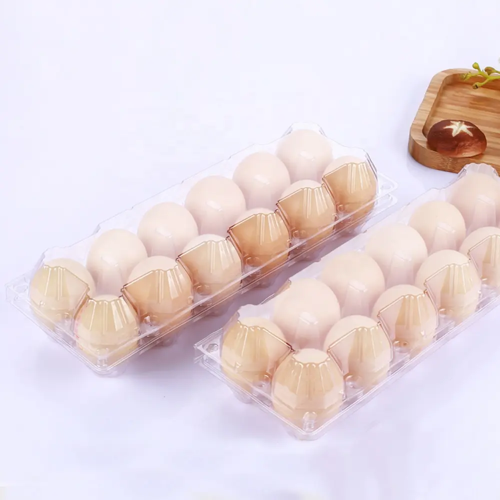 Caja de embalaje desechable para transporte de RPET/PET/PVC, 12 huecos, cajas de huevos, venta al por mayor