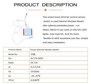 Intelliger LED-Doppelberührungs-Dämpfungssensor mit eingebautem Netzteil 12 W 24 W Drei-/Einfarben-Steuerung und Dämpfung Funktion - Product Image 6