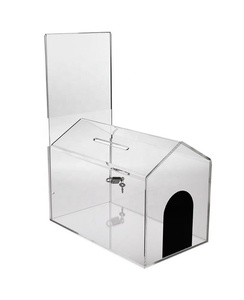 Küçük şeffaf akrilik ev şekilli bağış kutusu ile kilit ve işareti tutucu ev sikke Charity bağış toplama kutusu - Product Image 5