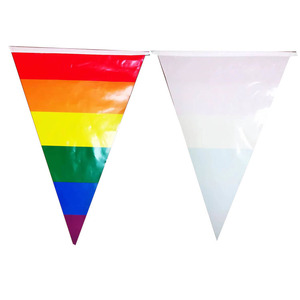 Banderines de cuerda triangular LGBT con bandera de arcoíris personalizada, exhibición del Orgullo Gay hecha de vinilo plástico de seda y poliéster duradero - Product Image 3