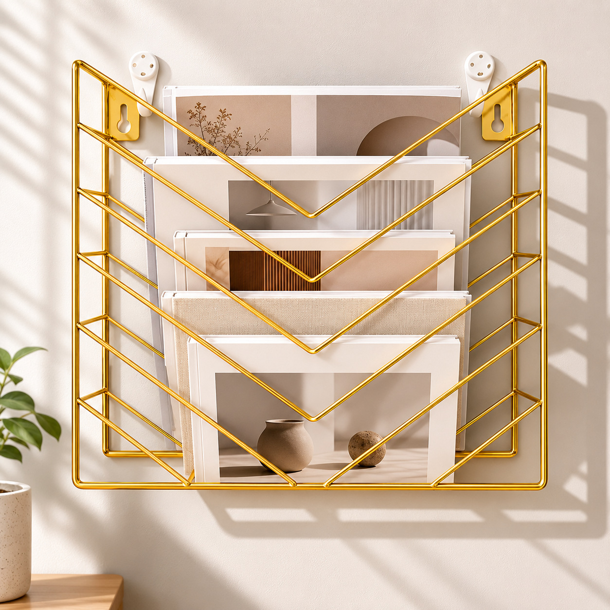 Golden magazine rack
