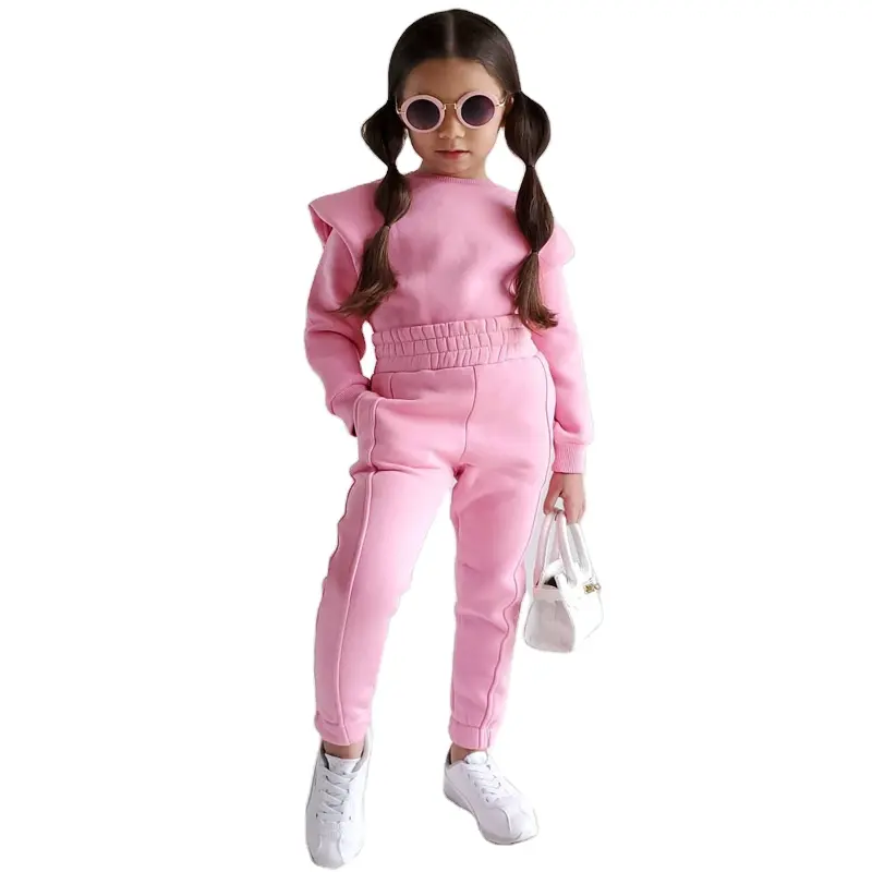 2022 Boys And Girls Custom Children'S Clothing Autumn Leisure Sports Long Sleeved Solid Color Sweater Suit For Kids Clothing
