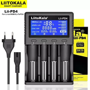 LiitoKala Lii-PD4 18650 26650 21700 4 Slot LCD Lithium Battery <strong>Charger</strong> with EU US Plug - Product Image 3