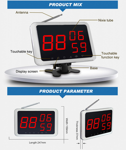 <strong>Wireless</strong> Touch Screen Restaurant Pager <strong>System</strong> Three Groups Number Display Receiver with <strong>Push</strong> <strong>Button</strong> - Product Image 3