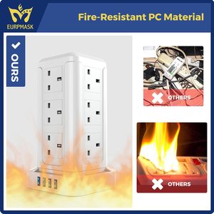 热卖高品质英国垂直塔式电源插座，带4个USB充电端口 - Product Image 6