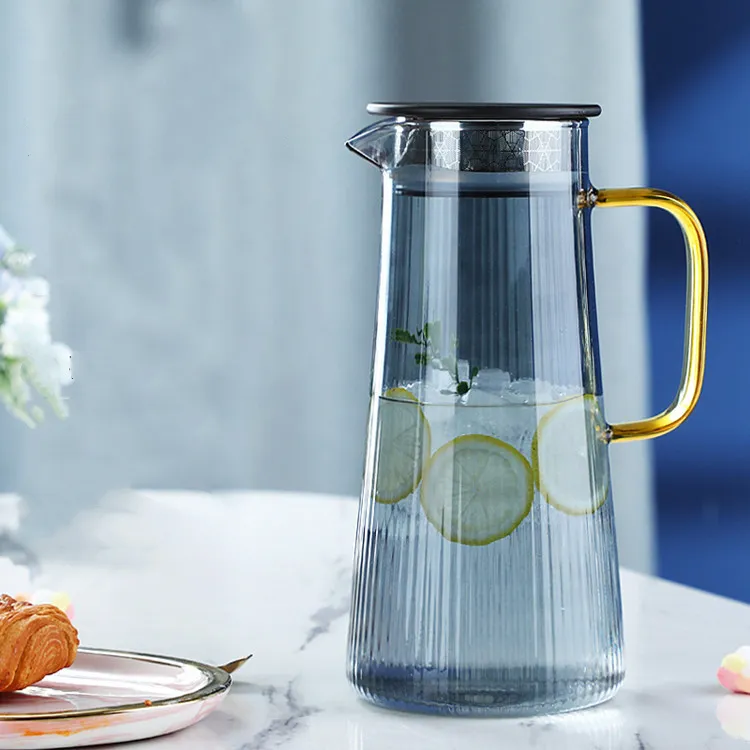 1300ml 350mlglass Krug Set Grey Drink Ware liefert Kaltwasser saft Tee Glas Krug Krüge Sets Glas Wasserkrug