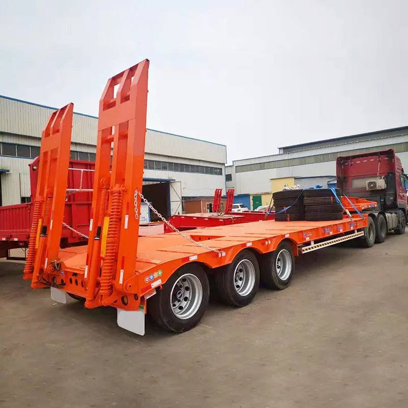 100t Lowbed Trailer For Construction Machine 40FT Lowbed Trailer Lowboy Gooseneck 3 Axles