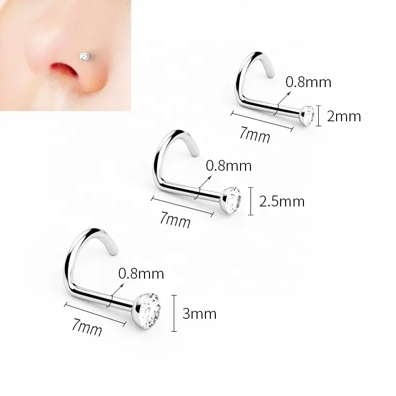 Xjy New G23 Titan Piercing Nasenring S-Form Nasenring Nasen stecker f136 Piercing Schmuck mit Diamant