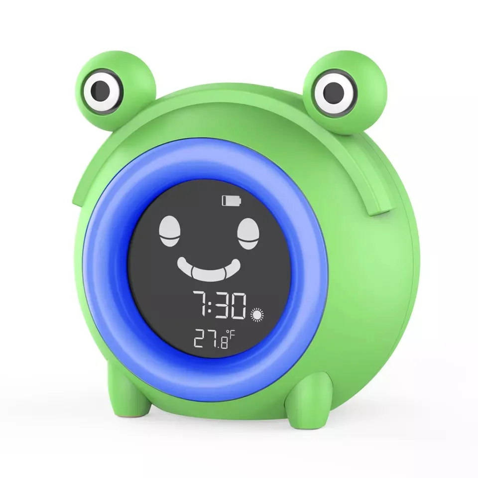 Lámpara de noche con función de sueño para niños y bebés, reloj con diseño de rana de sueño, entrenador de sueño