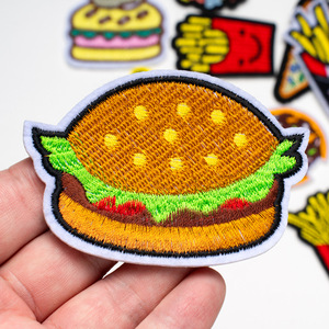 Mô hình mới Hamburger khoai tây chiên phim hoạt hình thêu vá cho ủi và tự làm quần áo vá - Product Image 2