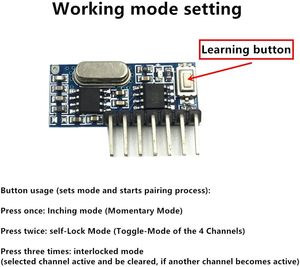 Kabelloser 433 MHz-RF-Modul Empfänger und Sender Fernbedienung eingebautes Lernen Code 1527 Decodierung 4-Kanal-Ausgang