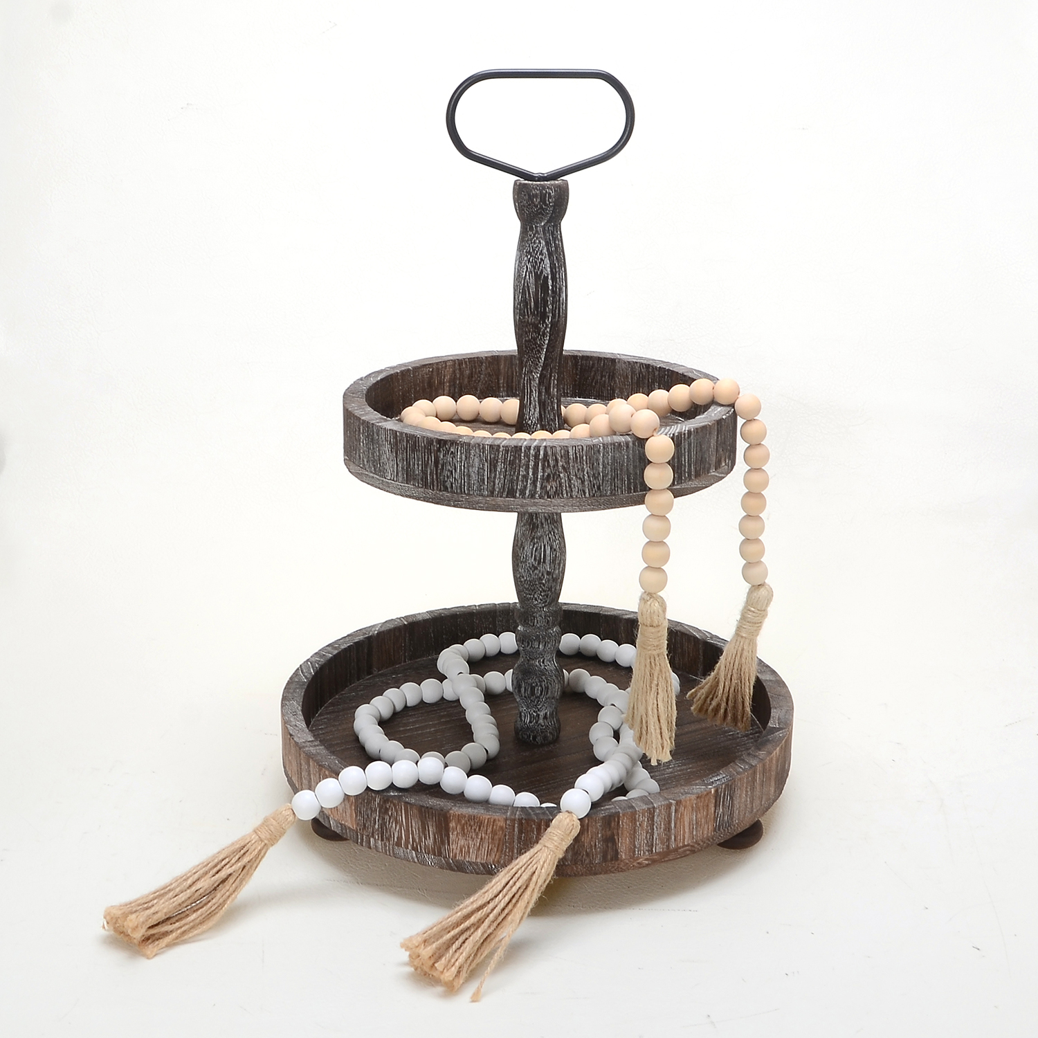 Gray with 150cm wood bead garland