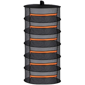 Gute Qualität 4-lagig faltbar wasserdicht schwarz Nylon Mesh Trocknungs netz Kräuter trockner Rack hängen Garten pflanze Trocken netz mit Reiß verschlüssen