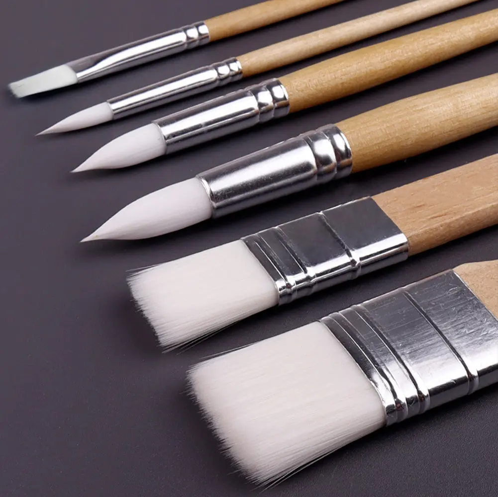 Ready to ShipIn StockFast DispatchManufacturers directly for 6 raw wood rod combination brush set brush short rod watercolor acrylic paint painting brush