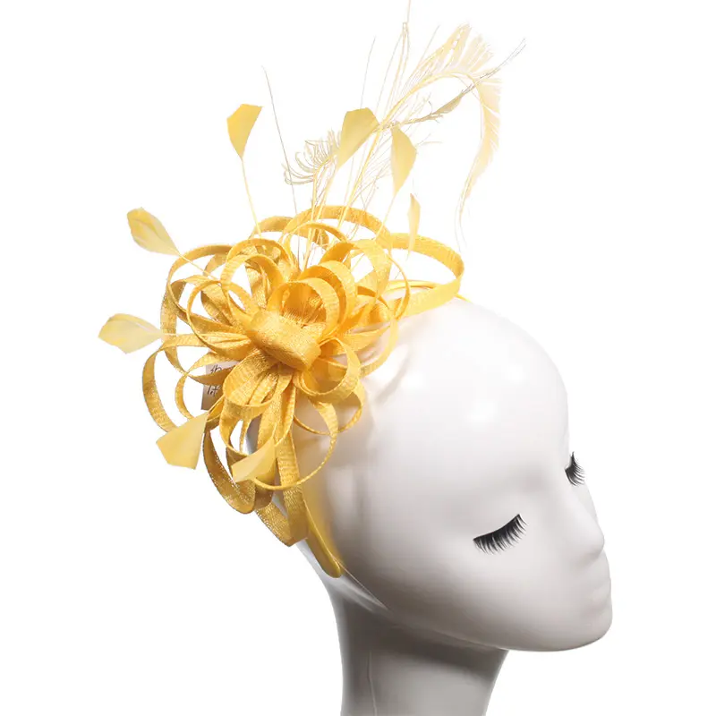 Großhandel Blumen basis Frauen Party Haarband elegante Haarschmuck Sinamay Zopf Hochzeit Fascinator für Mädchen