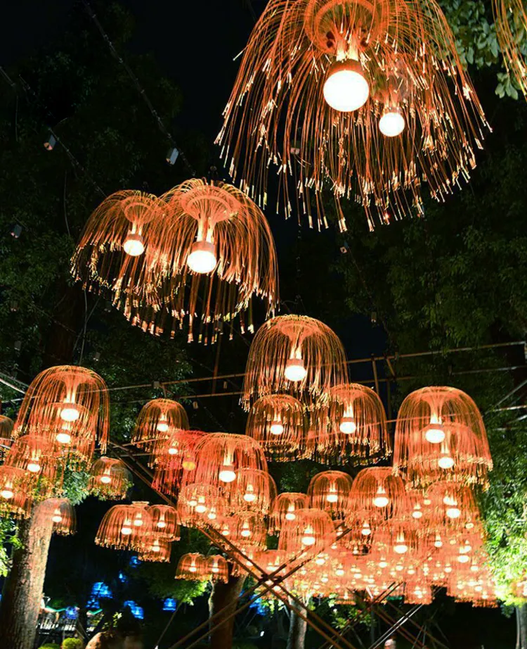 Excelente Decorativo Lâmpadas Lustre De Fibra Óptica Iluminação Led Jellyfish Jellyfish Jardim Estrada Led De Fibra Óptica de Plástico Forma de 15