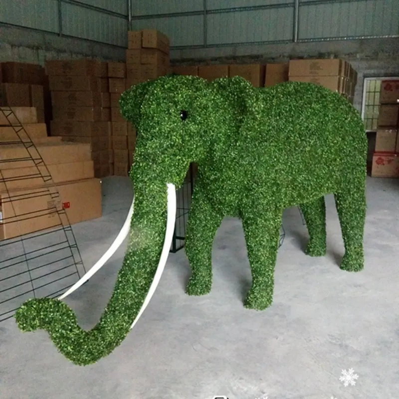garden ornaments artificial topiary frame elephant animal plastic green sculpture garden statues with factory price
