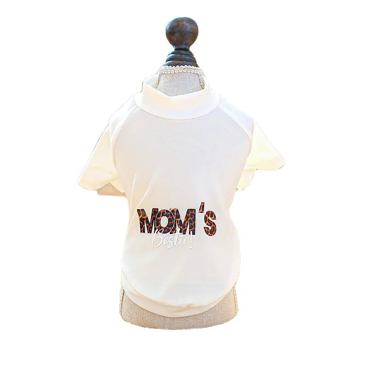 Spring Summer New Comfortable Breathable Small Medium Dog Print DIY Mom Good Friend White T-shirt