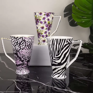 LEXI büyük kapasiteli seramik fincan altın jant seramik kupa ile hediye için büyük kolu özel desen renk - Product Image 5
