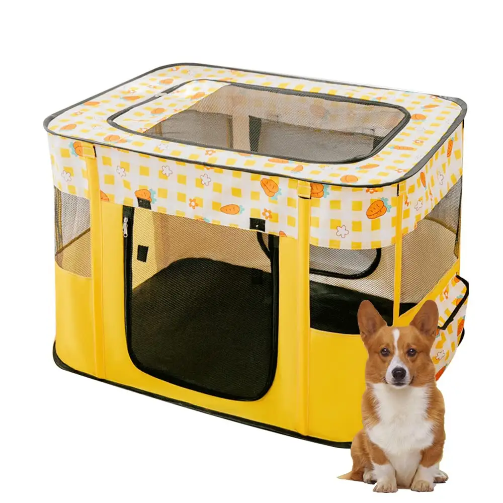 Taşınabilir katlanabilir yavru köpek yavru kedi için evcil hayvan oyun parkı Pop-Up kulübesi kafes kapalı/açık sineklik çadır çit