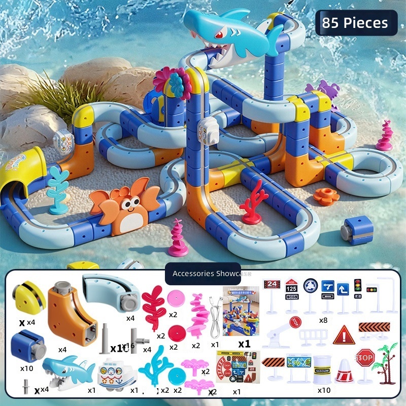 Set di binari magnetici marini - 85 pezzi - 1 auto