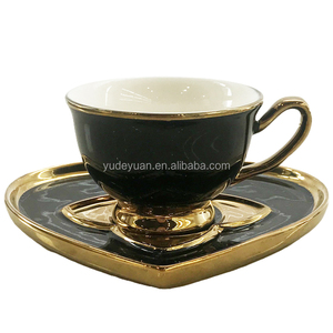 New Bone China Porcelain Turkish Printed Design <strong>Love</strong> Shape Gold Plated Tea <strong>Cup</strong> Set Unique Shape Coffee <strong>Cup</strong> and Saucer Set - Product Image 2