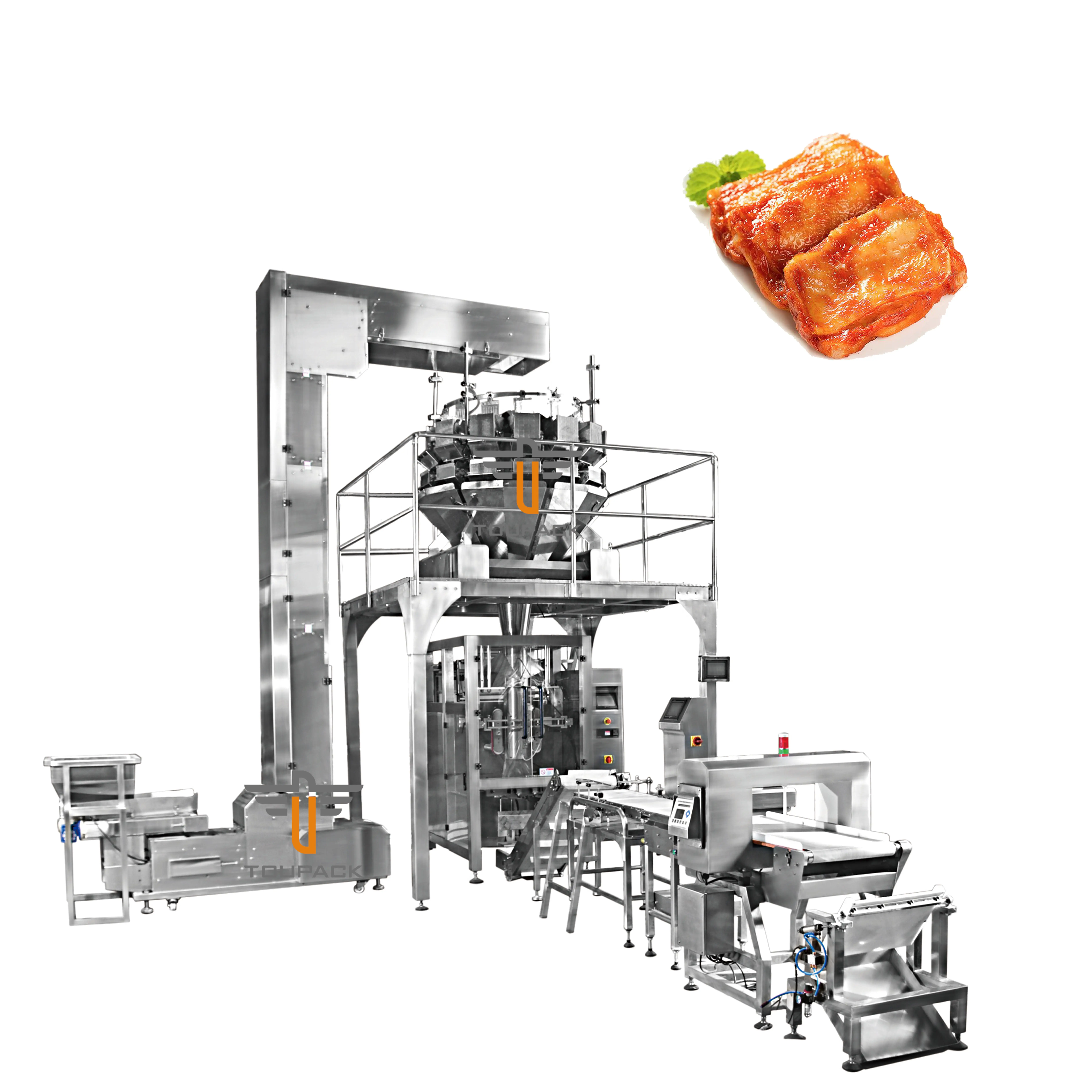 TOUPACK स्वत: खड़ी जमे हुए भोजन पैकिंग मशीन चिकन विंग पैर स्टेक मांस पैकेजिंग मशीन