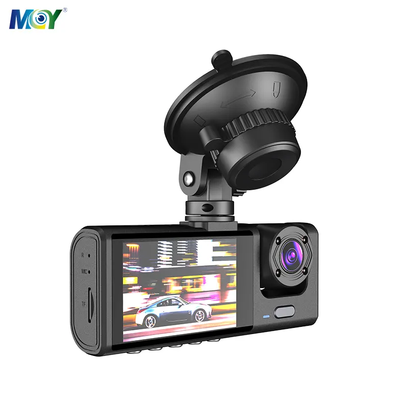 Coche 1080p DVR grabadora de conducción visión nocturna cámara de salpicadero 3 lentes Dashcam cámara de salpicadero oculta