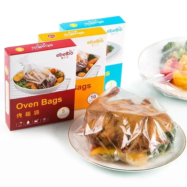 OEM Logo personalizzato giorno del ringraziamento usa la borsa del forno di tacchino piegata in plastica resistente alle alte Temperature sacchetti per cucinare il pollo